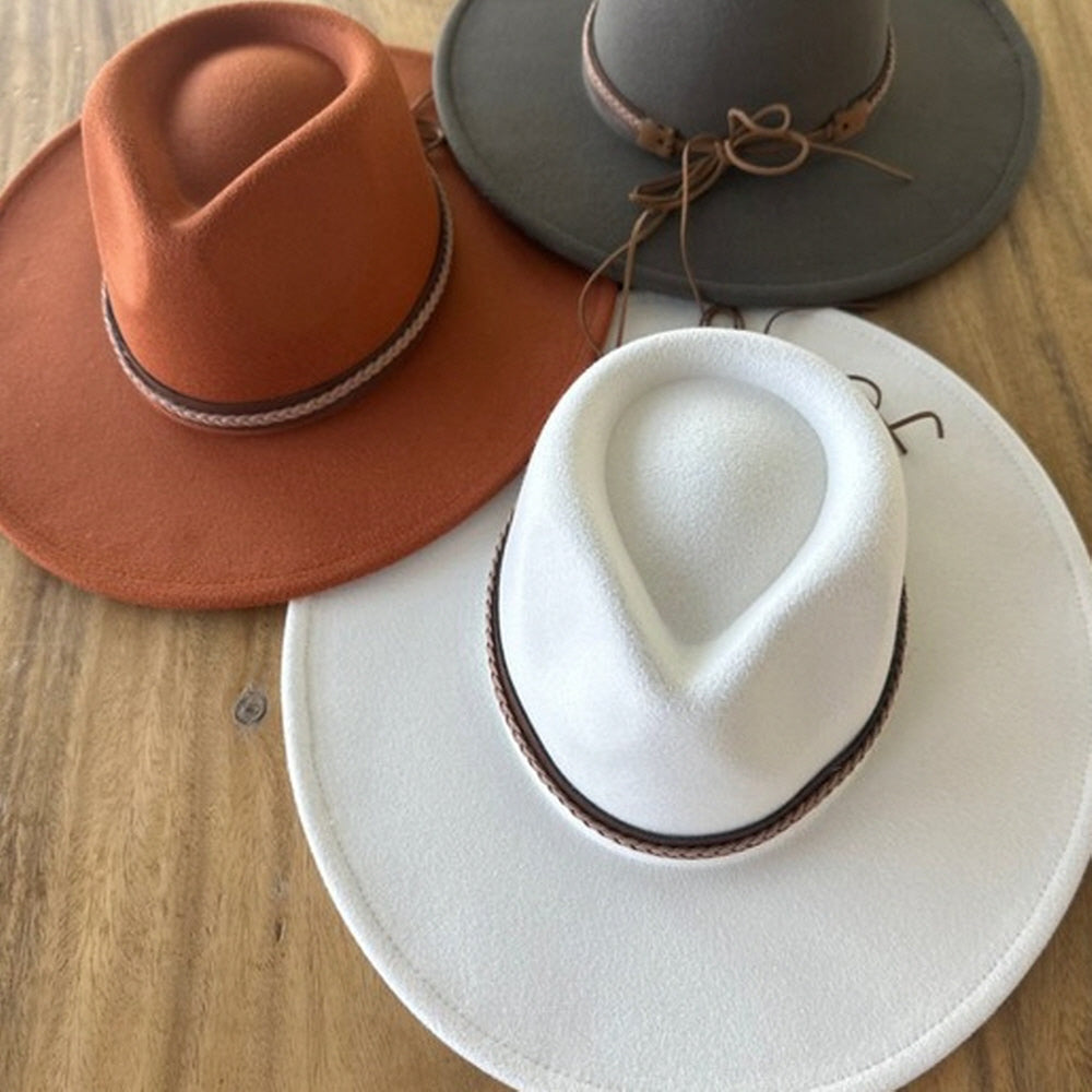 VEGAN FELT RANCHER HAT WITH BRAIDE SUDE BELT