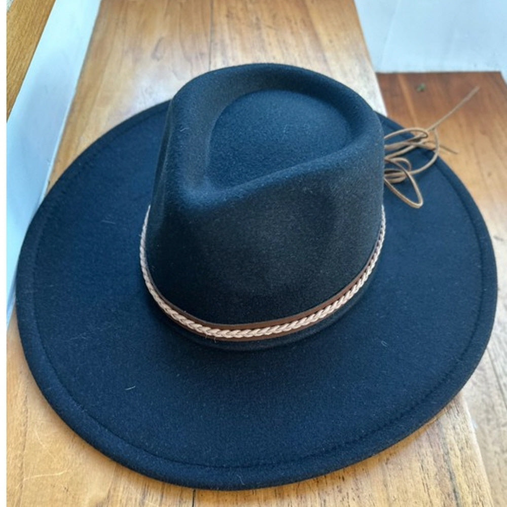 VEGAN FELT RANCHER HAT WITH BRAIDE SUDE BELT