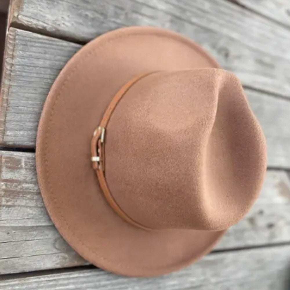 VEGAN FELT PANAMA WITH LEATHER BELT