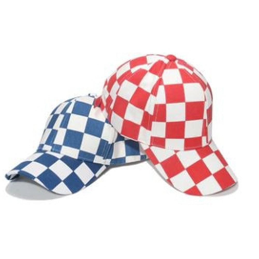 CHECKER PLAID PRINT CAP HAT