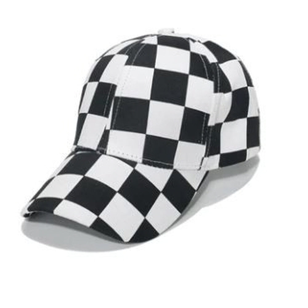 CHECKER PLAID PRINT CAP HAT