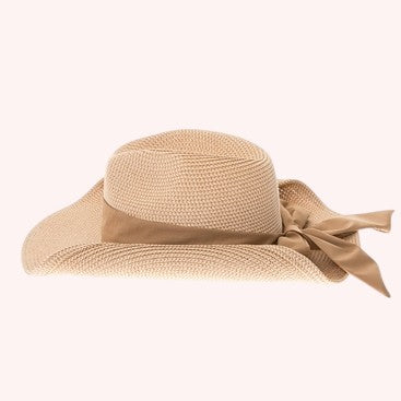 Packable Straw Cowgirl Hat w/ Bow