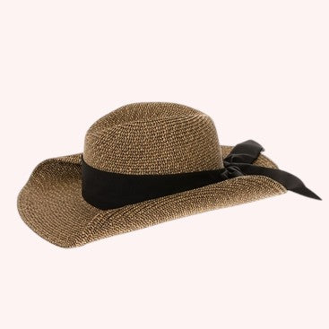 Packable Straw Cowgirl Hat w/ Bow