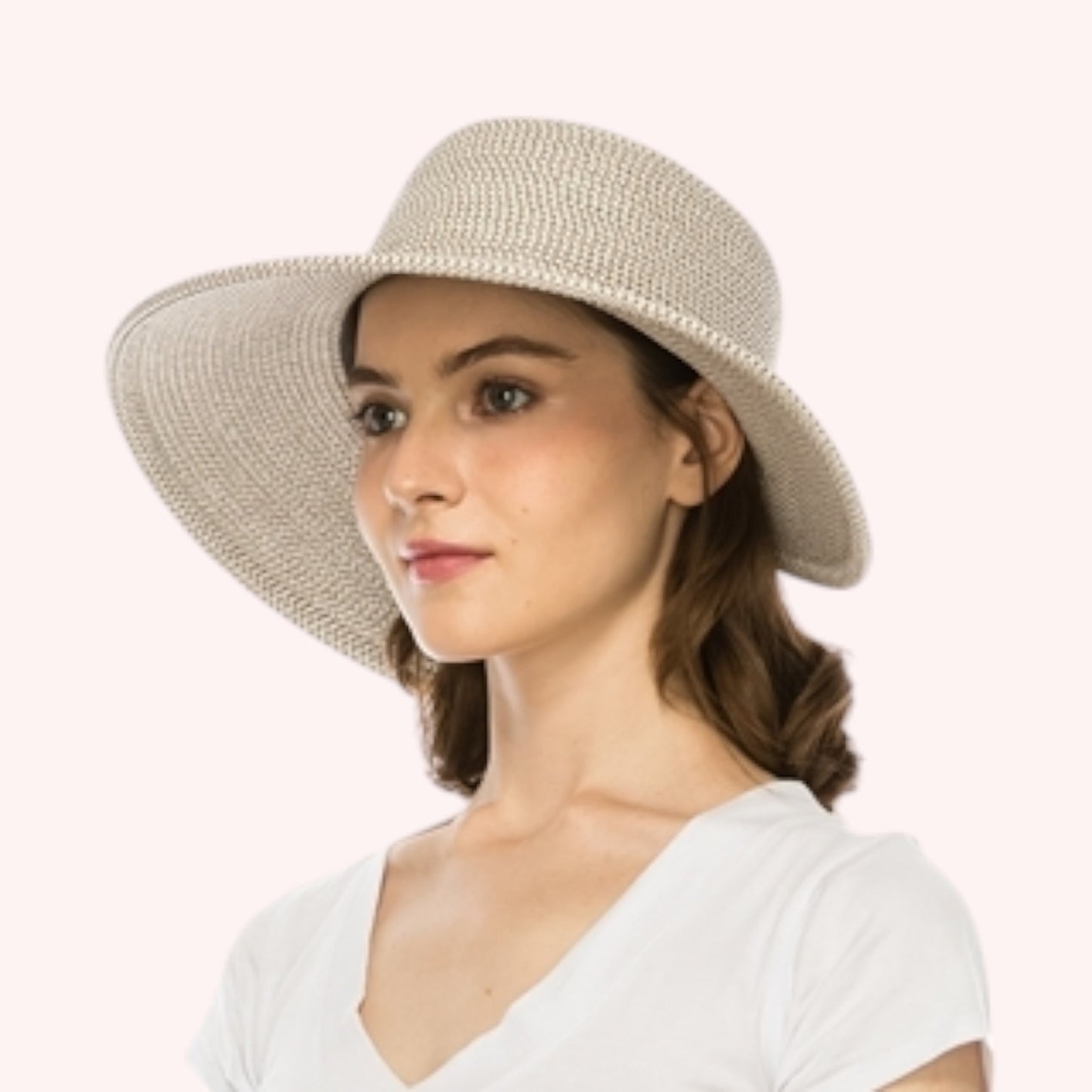 Heather Straw Split Back Sun Hat