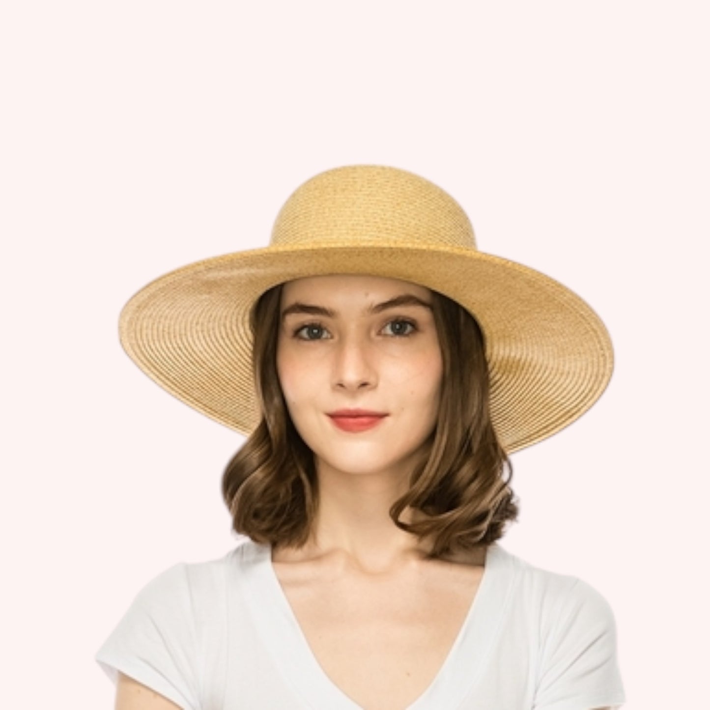 Two-Tone Sun Hat w/ Gold Accent – Packable & UPF 50+