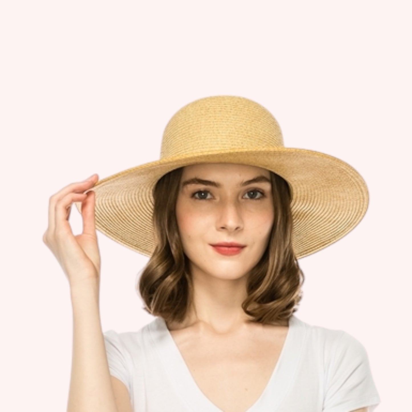 Two-Tone Sun Hat w/ Gold Accent – Packable & UPF 50+