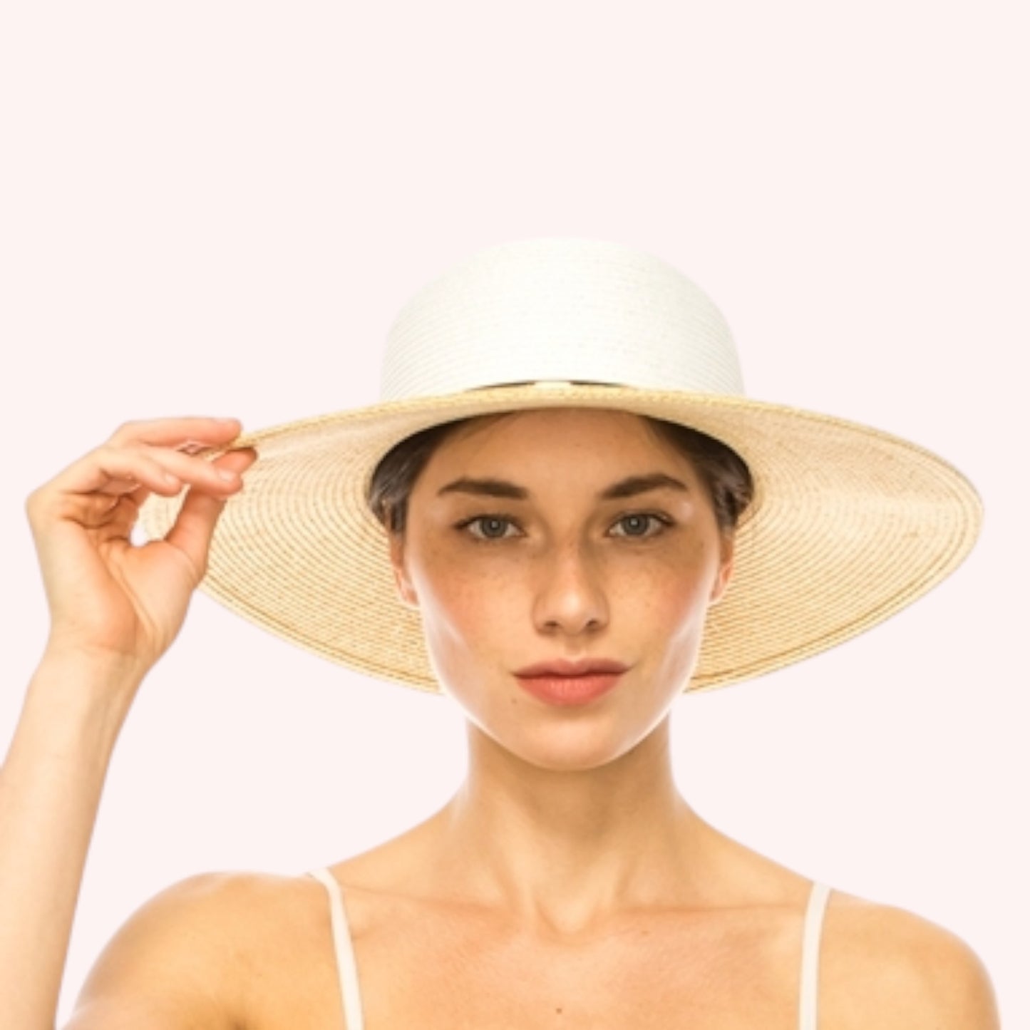 Two-Tone Sun Hat w/ Gold Accent – Packable & UPF 50+