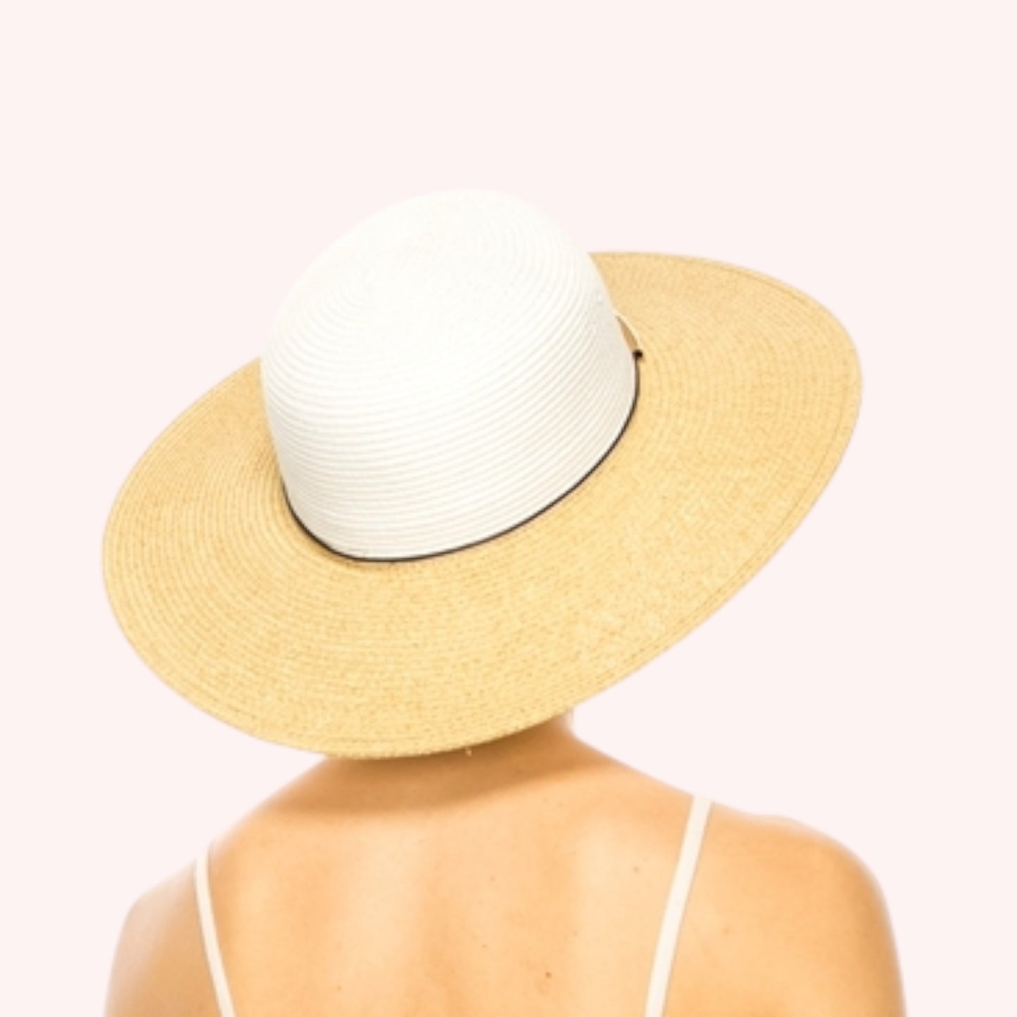 Two-Tone Sun Hat w/ Gold Accent – Packable & UPF 50+