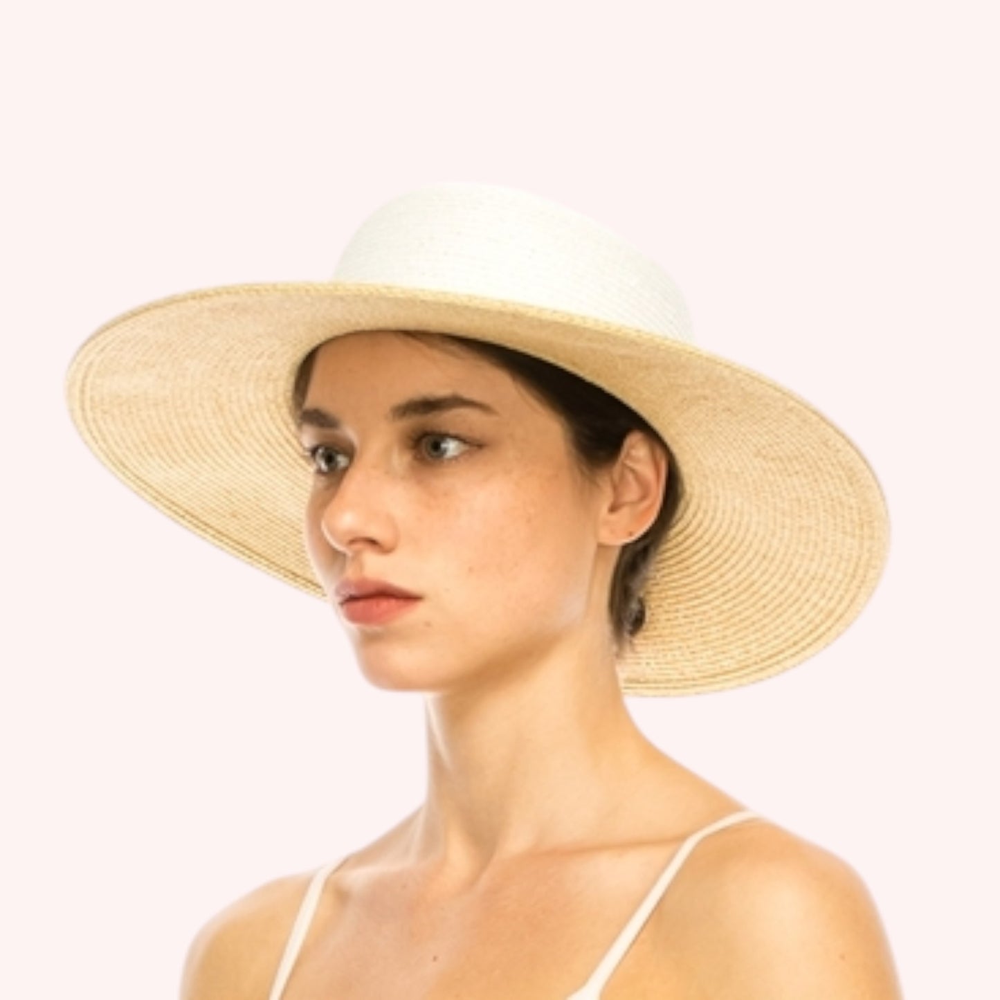 Two-Tone Sun Hat w/ Gold Accent – Packable & UPF 50+