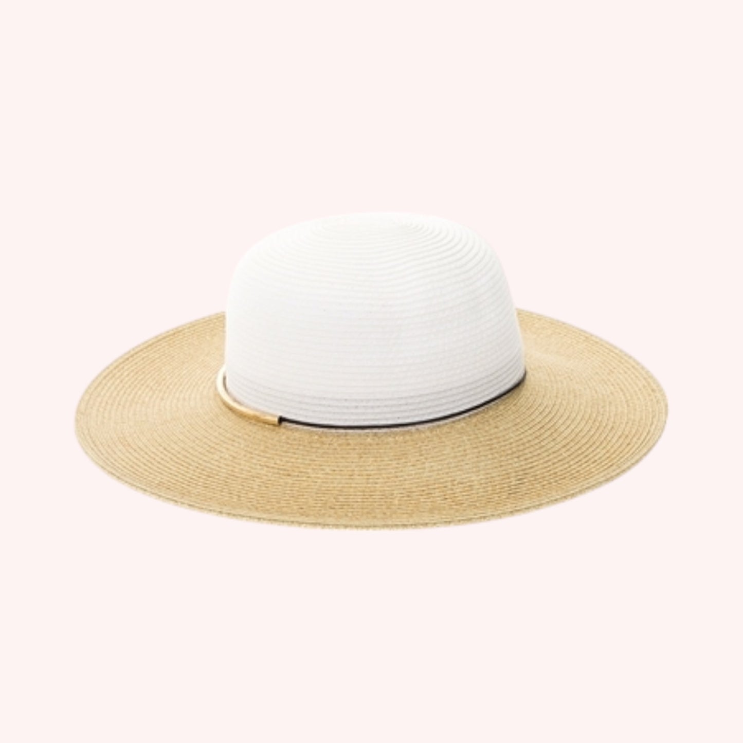 Two-Tone Sun Hat w/ Gold Accent – Packable & UPF 50+