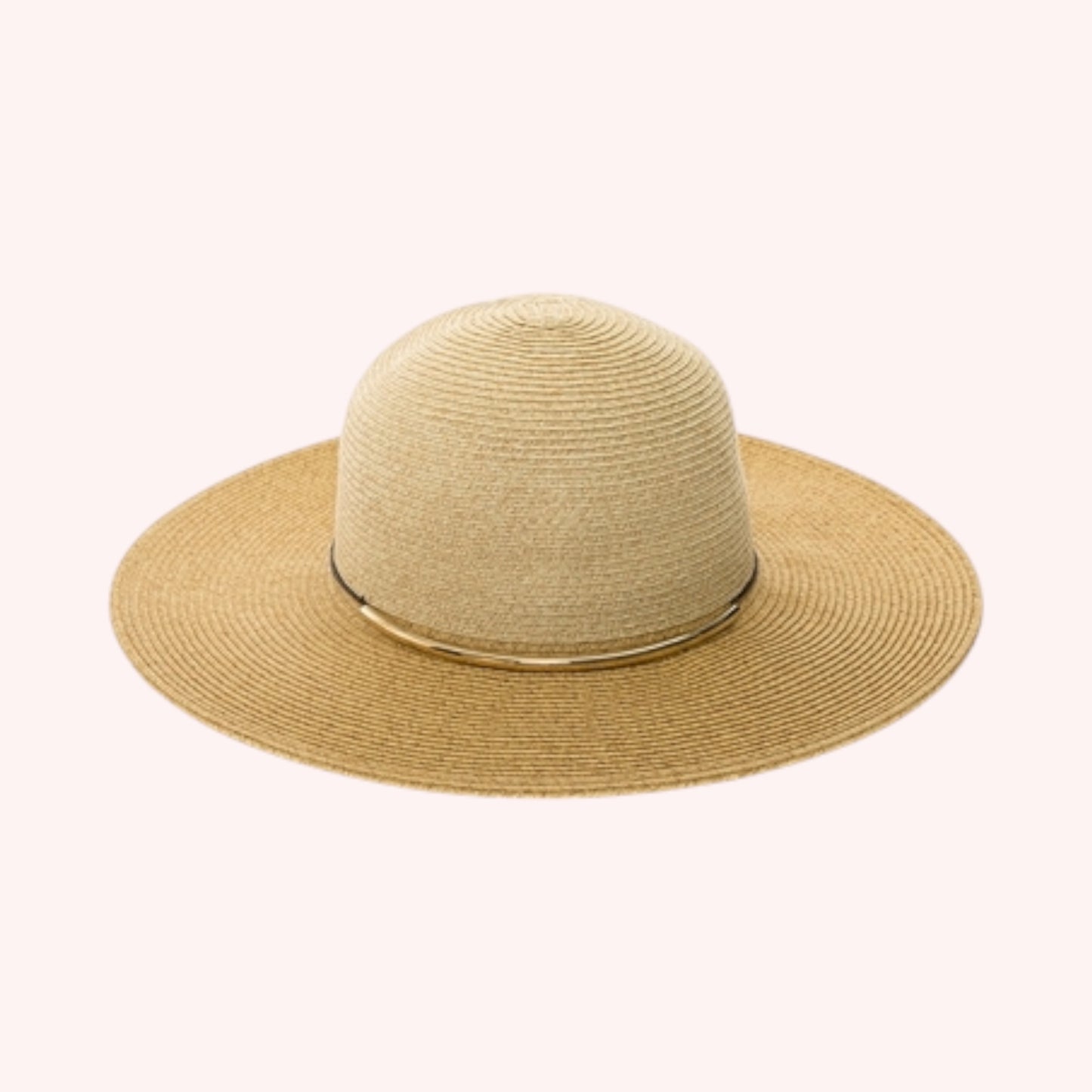 Two-Tone Sun Hat w/ Gold Accent – Packable & UPF 50+