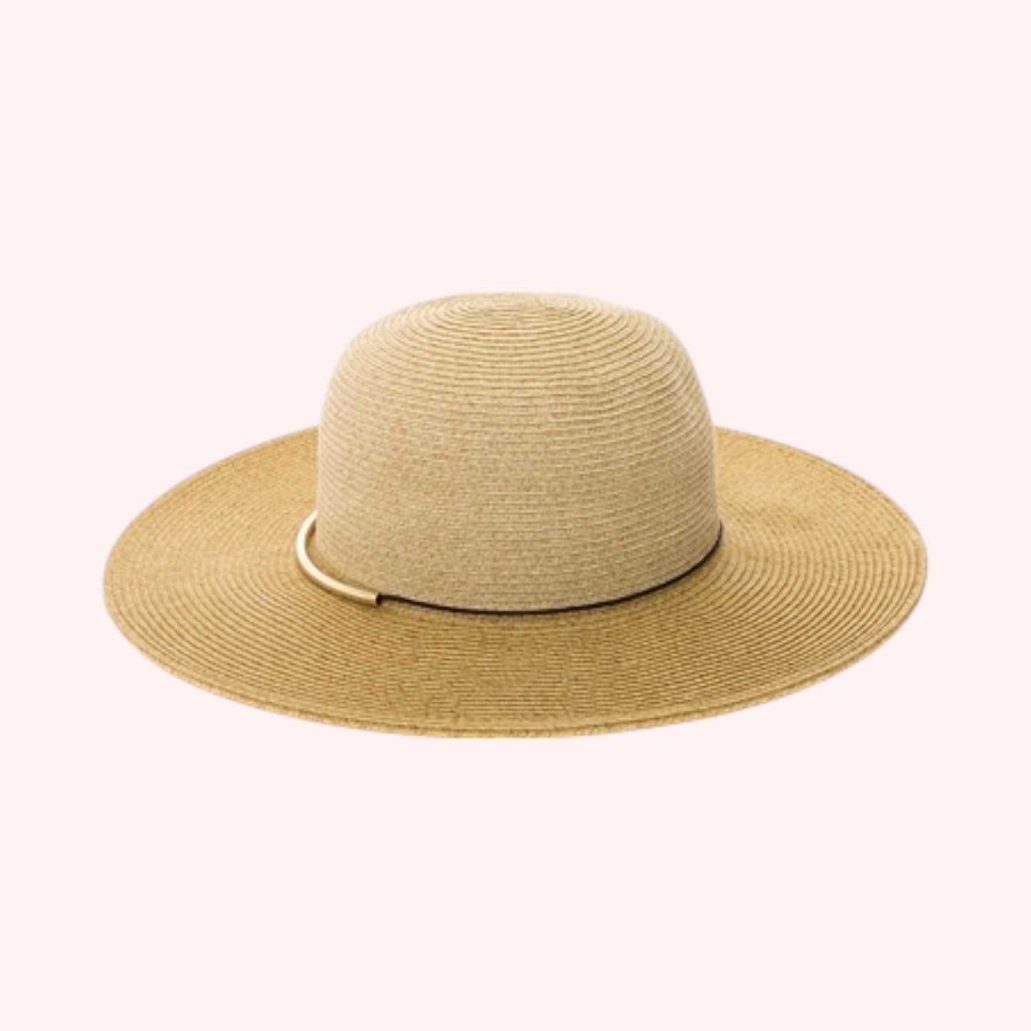 Two-Tone Sun Hat w/ Gold Accent – Packable & UPF 50+