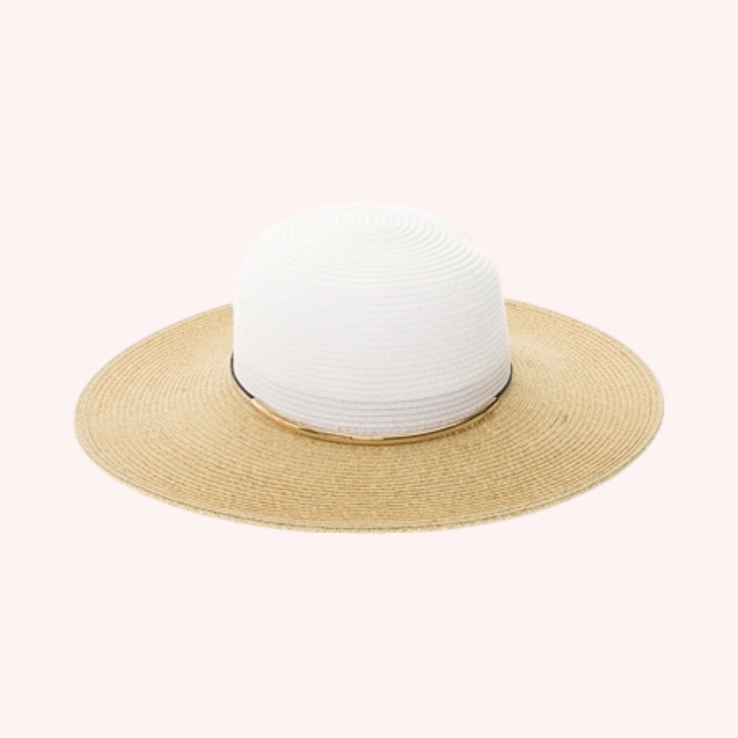 Two-Tone Sun Hat w/ Gold Accent – Packable & UPF 50+