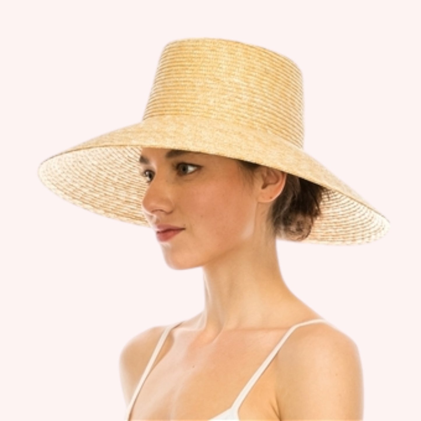 Fine Wheat Straw Lampshade Hat – UPF 50+ Adjustable Fit