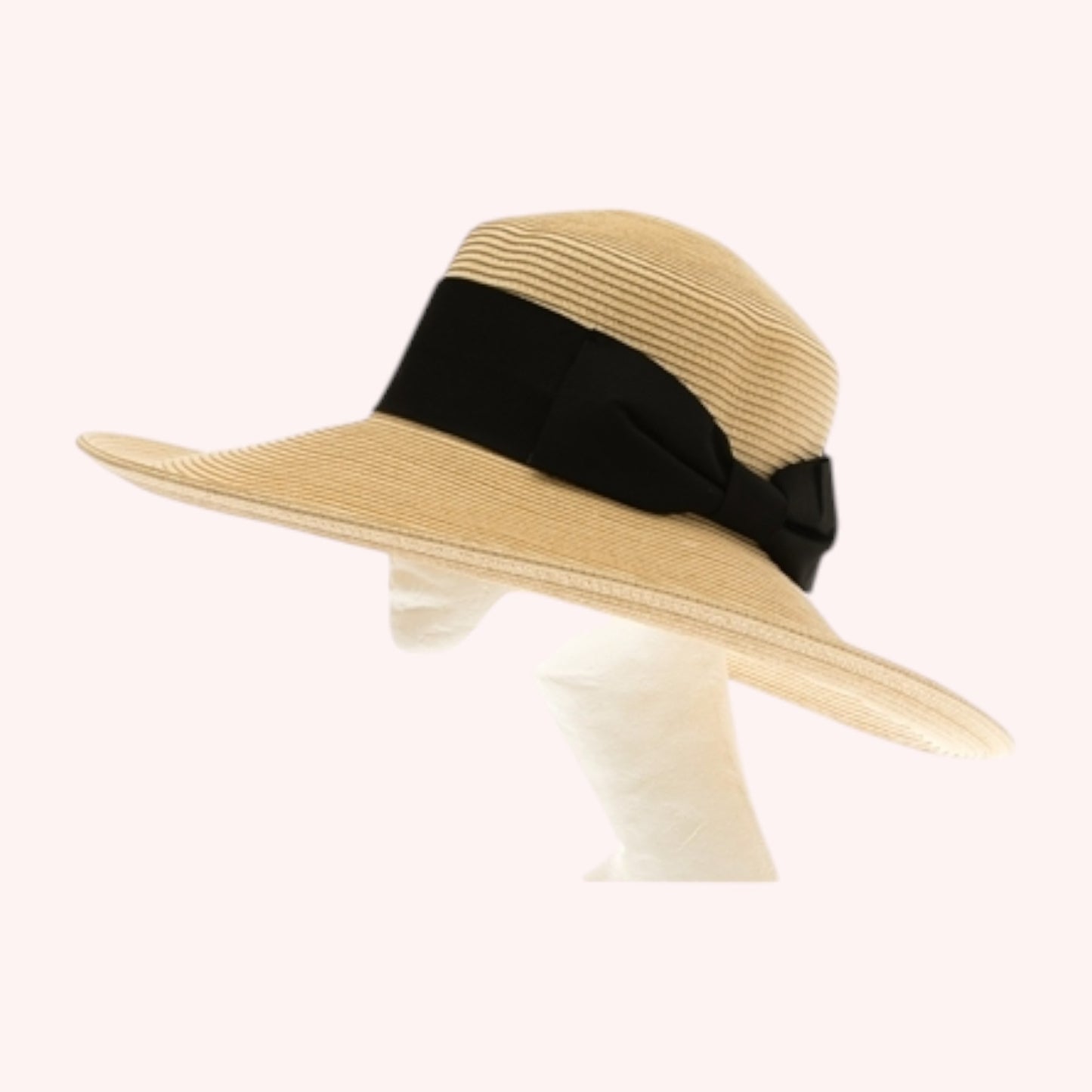 Down brim Straw Hat with Wide Bow