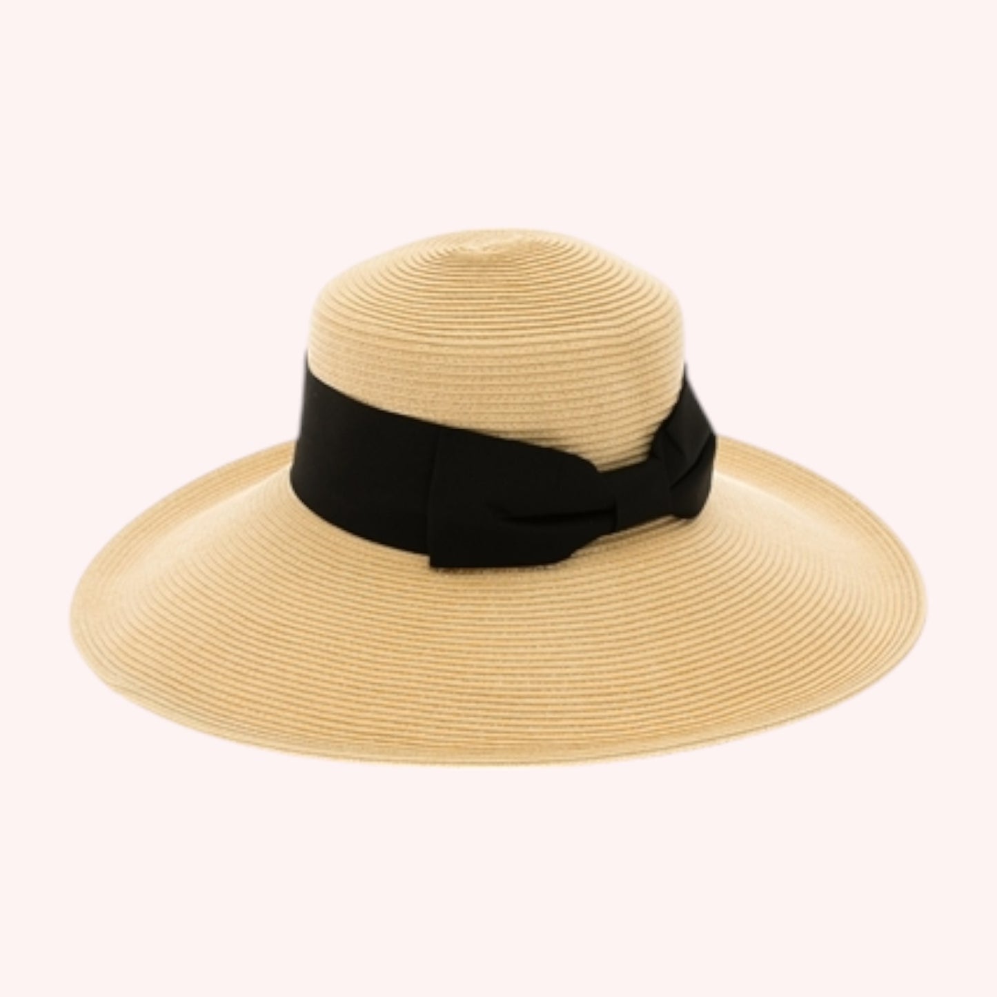 Down brim Straw Hat with Wide Bow