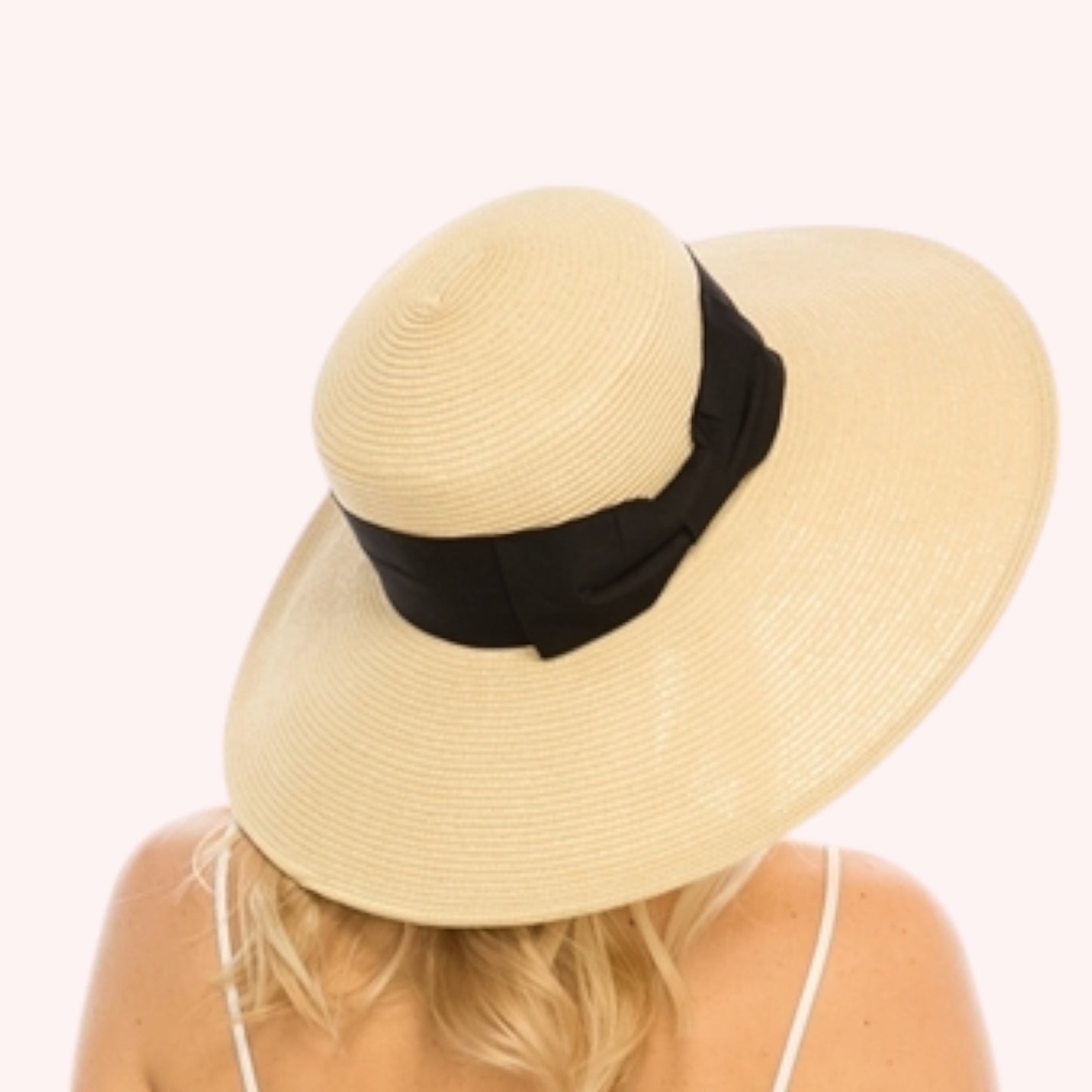 Down brim Straw Hat with Wide Bow