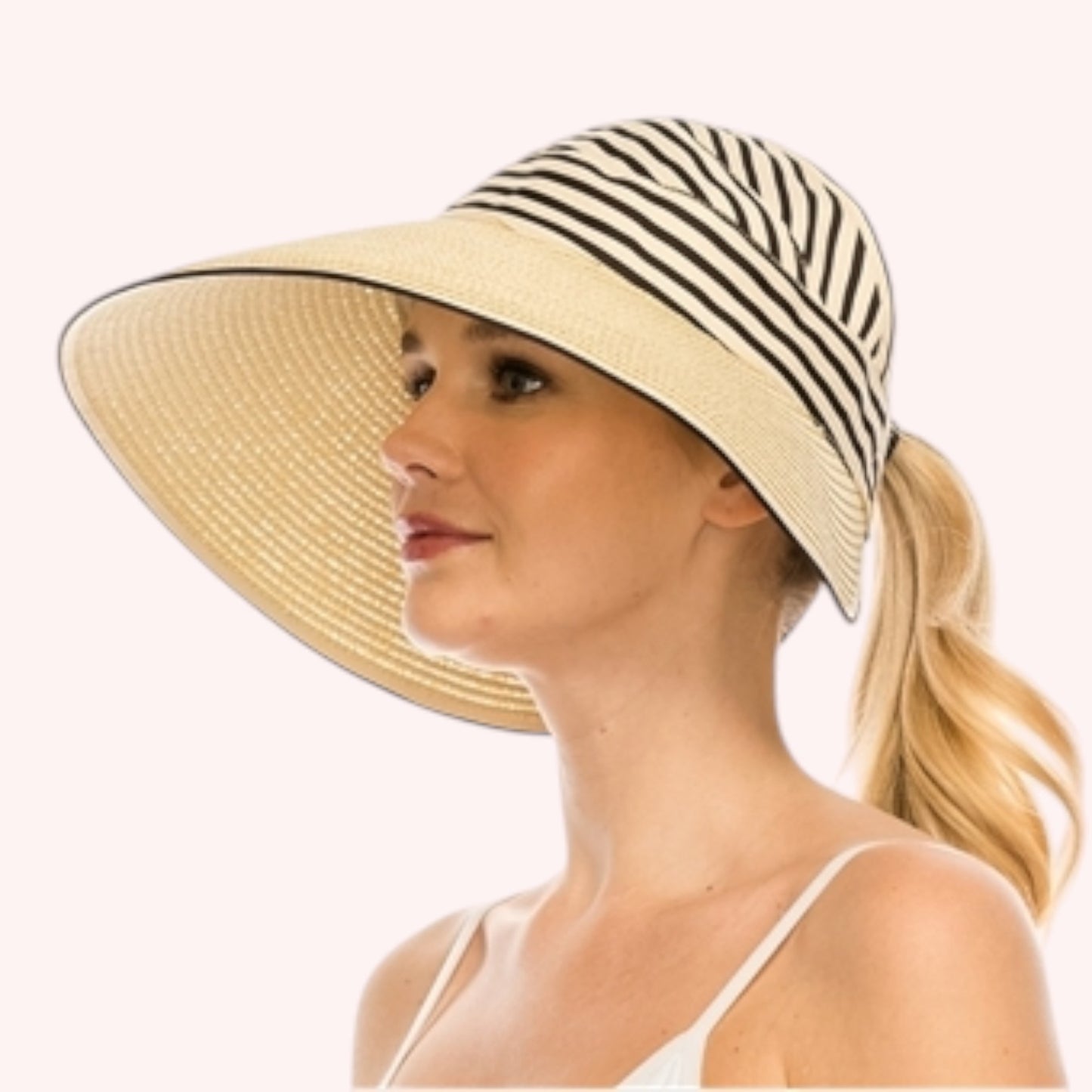 Face Framer Hat with Ponytail Opening