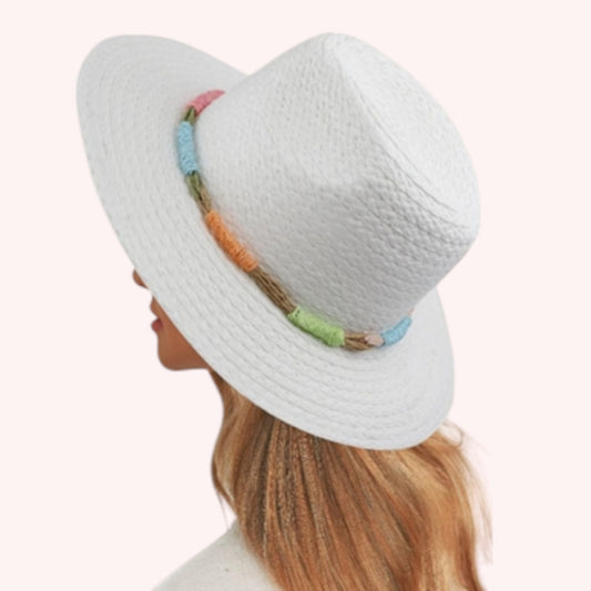 Multi-Color Straw Band Hat – Stylish & Sun-Safe