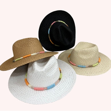 Multi-Color Straw Band Hat – Stylish & Sun-Safe