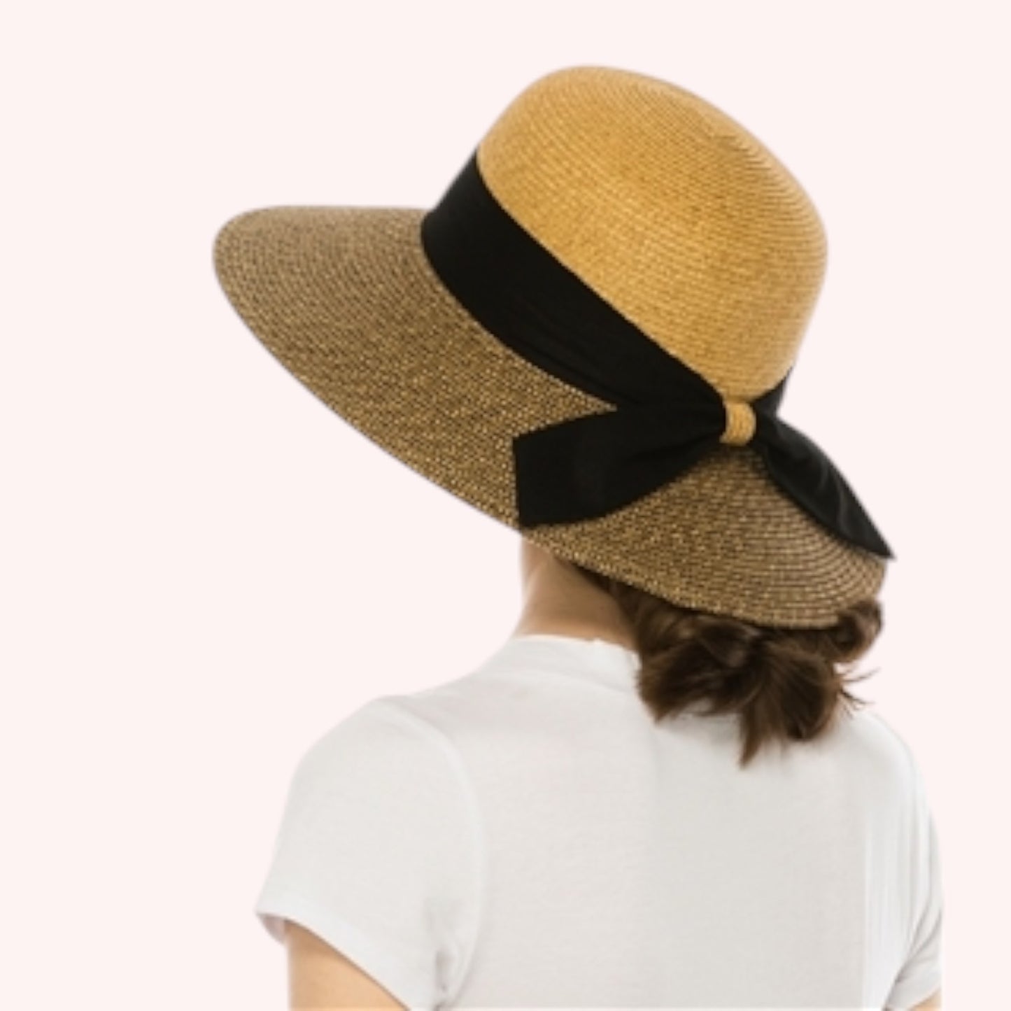 Two-Tone Heather Sun Hat w/ Sash – Chic, Packable & UPF 50+