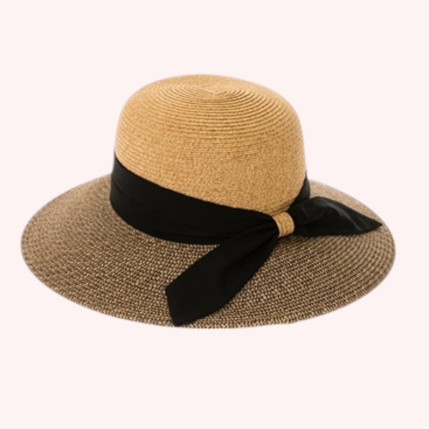 Two-Tone Heather Sun Hat w/ Sash – Chic, Packable & UPF 50+