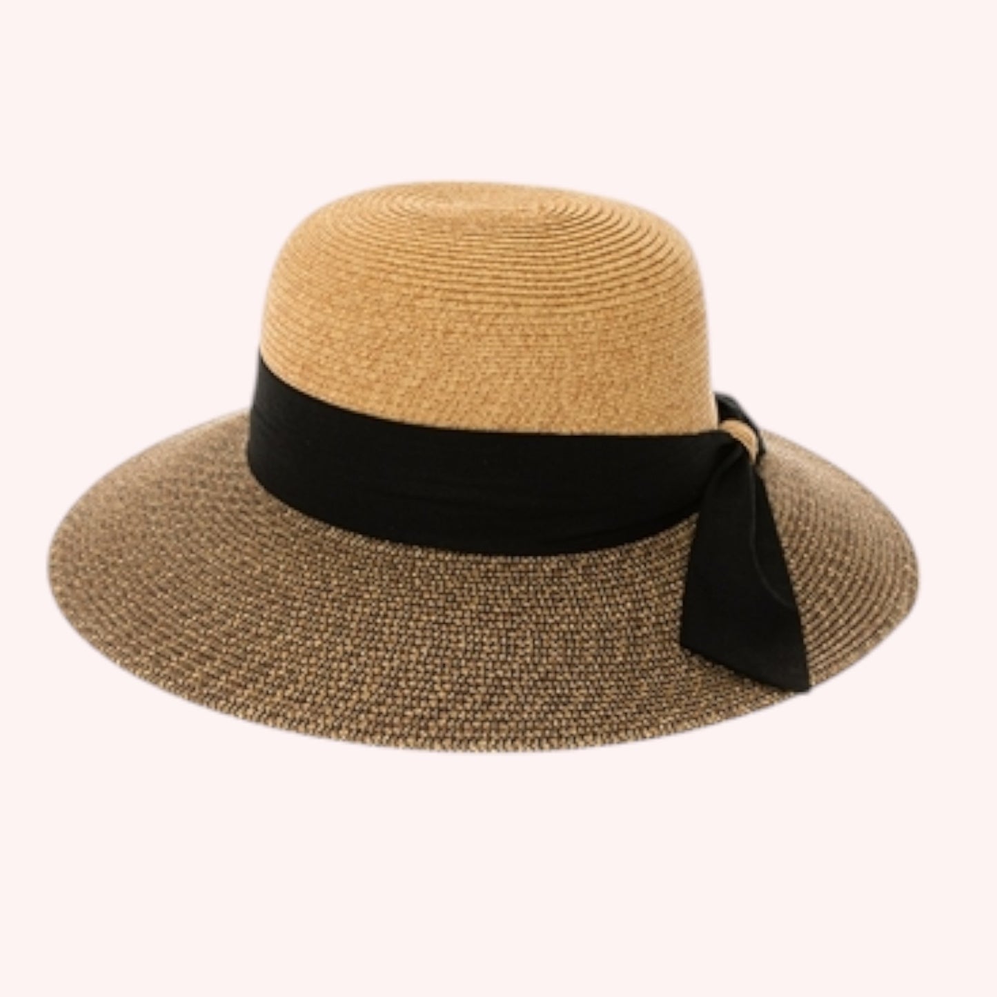 Two-Tone Heather Sun Hat w/ Sash – Chic, Packable & UPF 50+