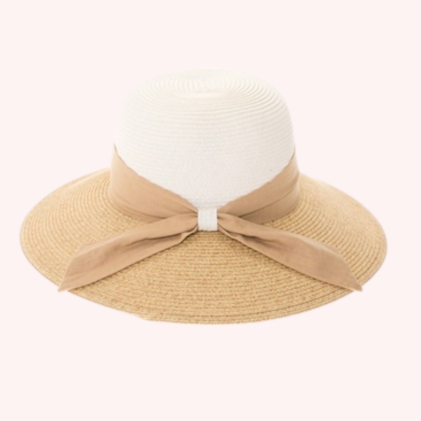 Two-Tone Heather Sun Hat w/ Sash – Chic, Packable & UPF 50+