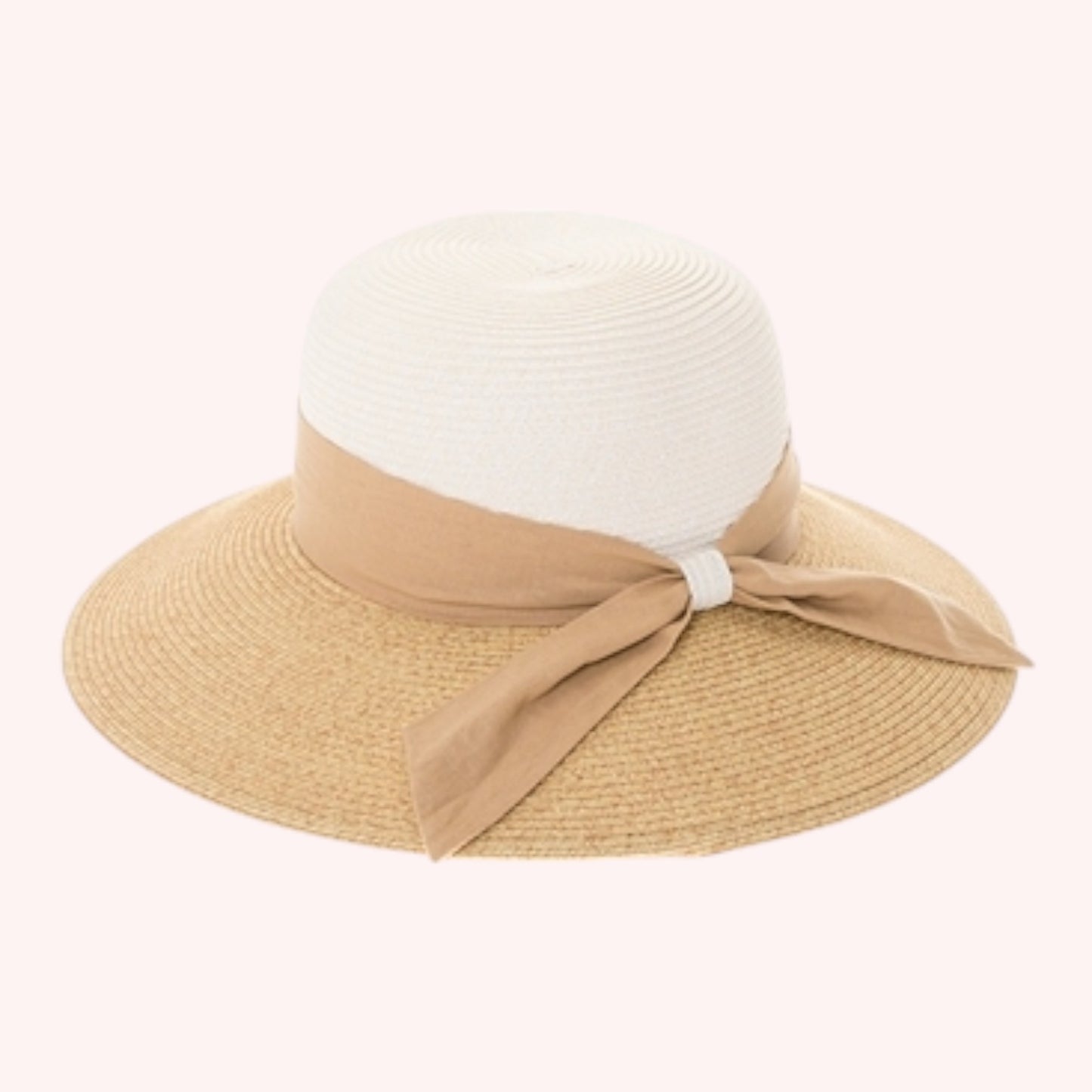 Two-Tone Heather Sun Hat w/ Sash – Chic, Packable & UPF 50+