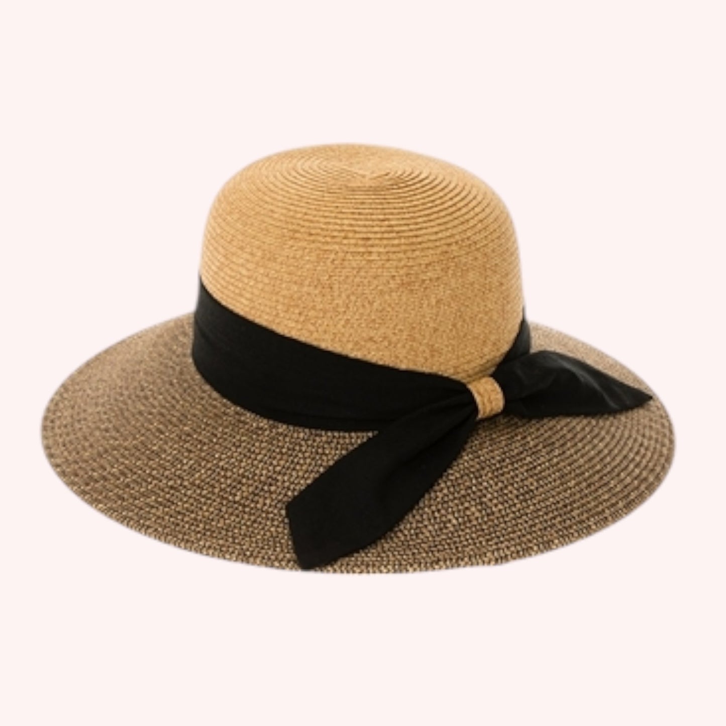 Two-Tone Heather Sun Hat w/ Sash – Chic, Packable & UPF 50+