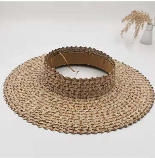 Sculpted Shade Visor — Wide Brim Woven Topless Hat