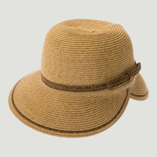 UPF 50+ Packable Straw Sun Hat Wide Brim w/ Bow | Faceframer