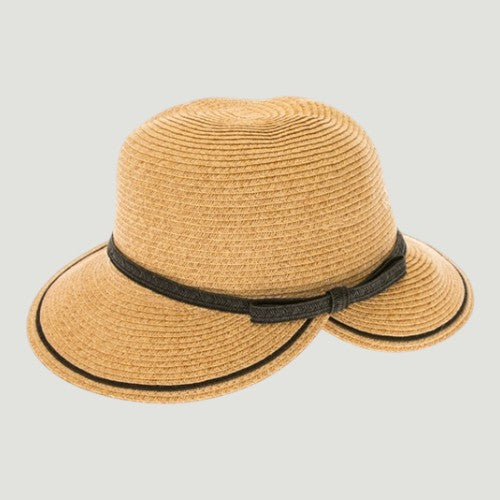 UPF 50+ Packable Straw Sun Hat Wide Brim w/ Bow | Faceframer