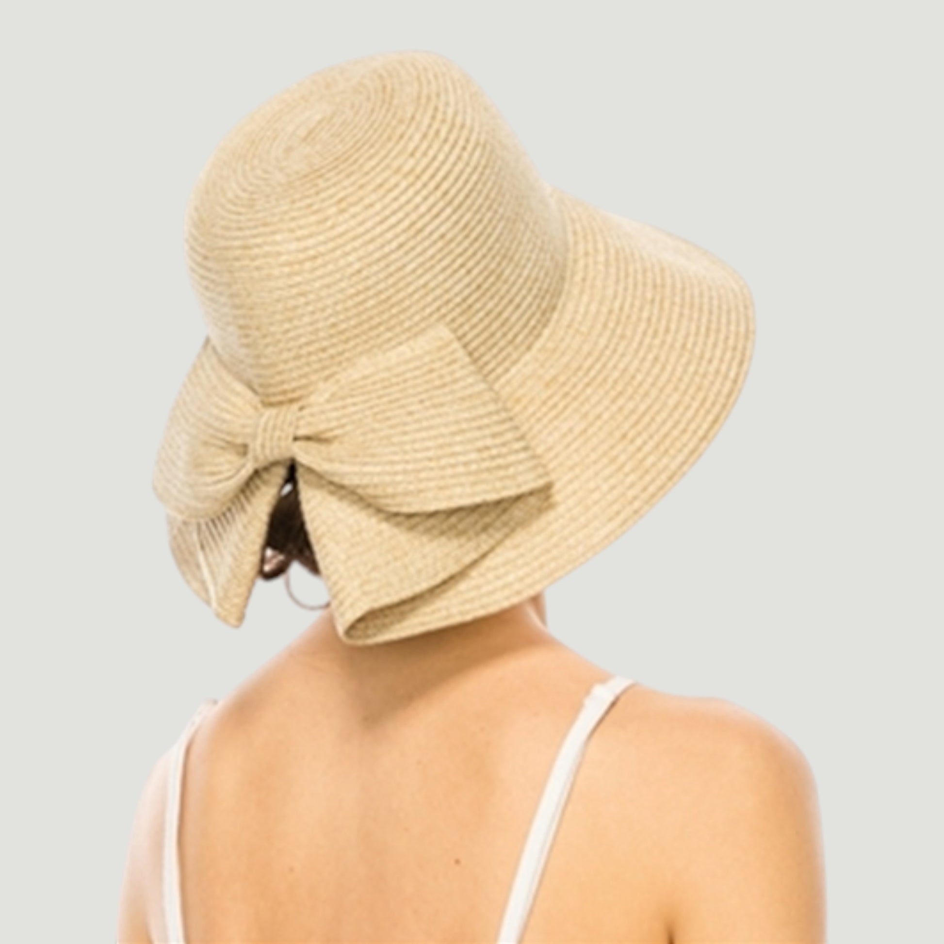 Packable Washable Sun Hat with Split Back Bow - women's straw hat - SOLOVE