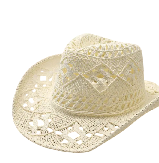 Crochet Straw Western Cowboy Hat