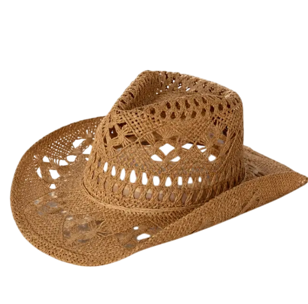 Crochet Straw Western Cowboy Hat