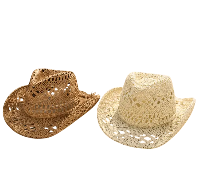 Crochet Straw Western Cowboy Hat