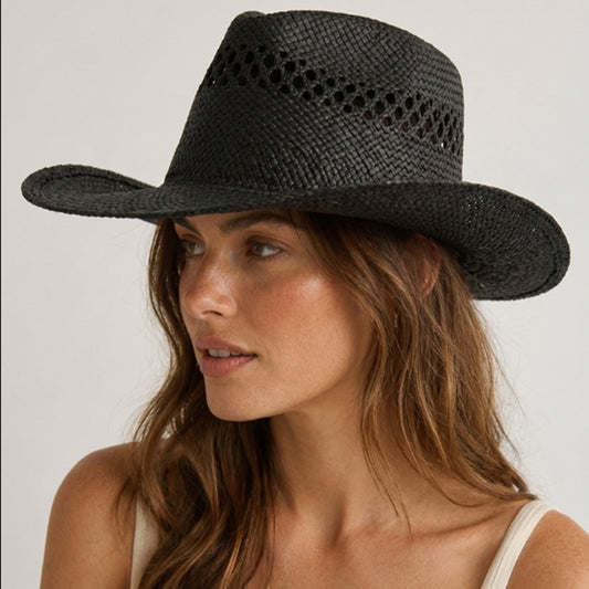 Open Weave Straw Cowboy Hat - women's straw hat - SOLOVE