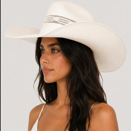 Woven Straw Vented Cowboy Hat – Structured Summer Western Hat | 4 Colo - women's straw hat - SOLOVE
