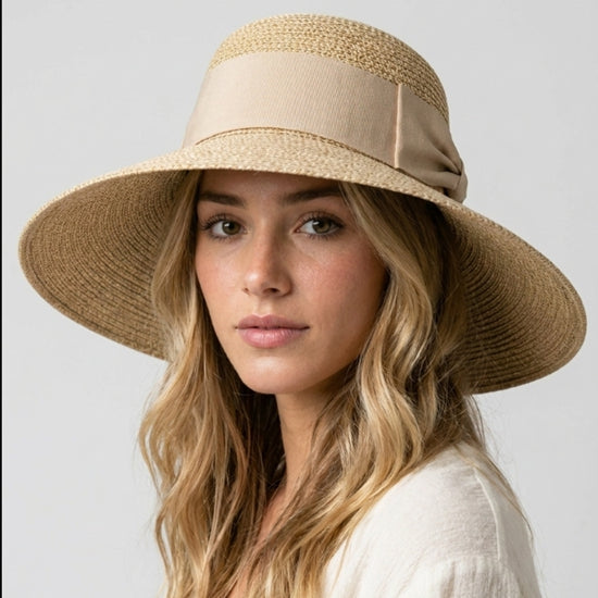 Straw Sun Hat Women UPF 50+ Wide Brim Faceframer Backless Beach Hat Packable Summer Hat