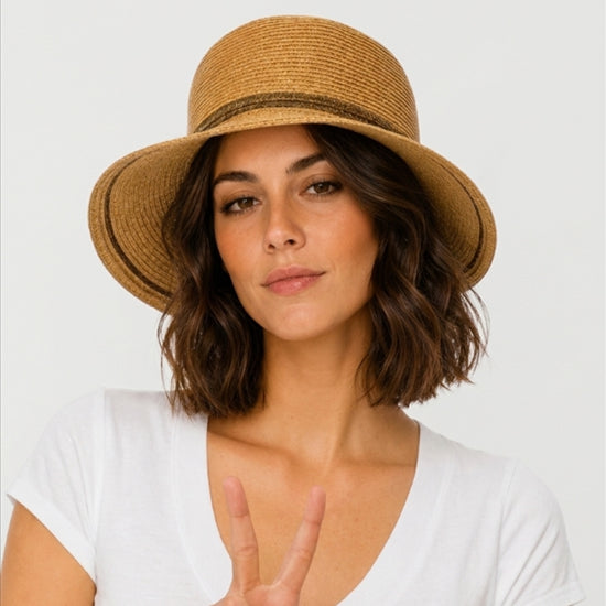 UPF 50+ Packable Straw Sun Hat Wide Brim w/ Bow | Faceframer