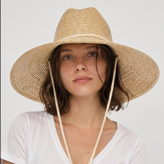 Structured lifeguard-style hat in fine wheat straw - women's straw hat - SOLOVE