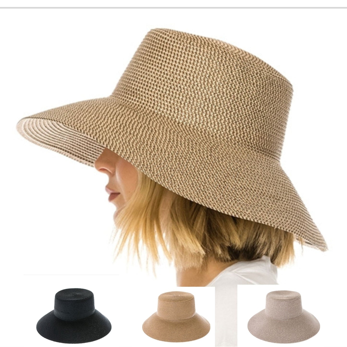Wide Brim Downbrim Sun Hat | UPF 50+ Oversized Straw Hat 5.5 Inch Brim