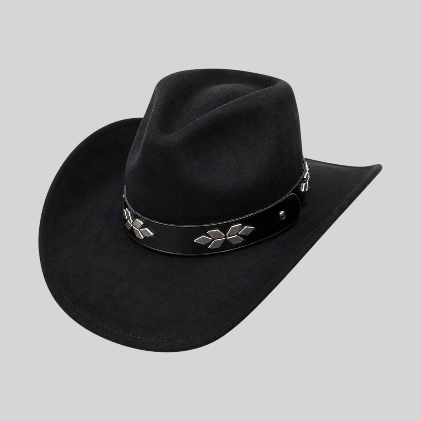 Western Leather Hat Band with Silver Conchos