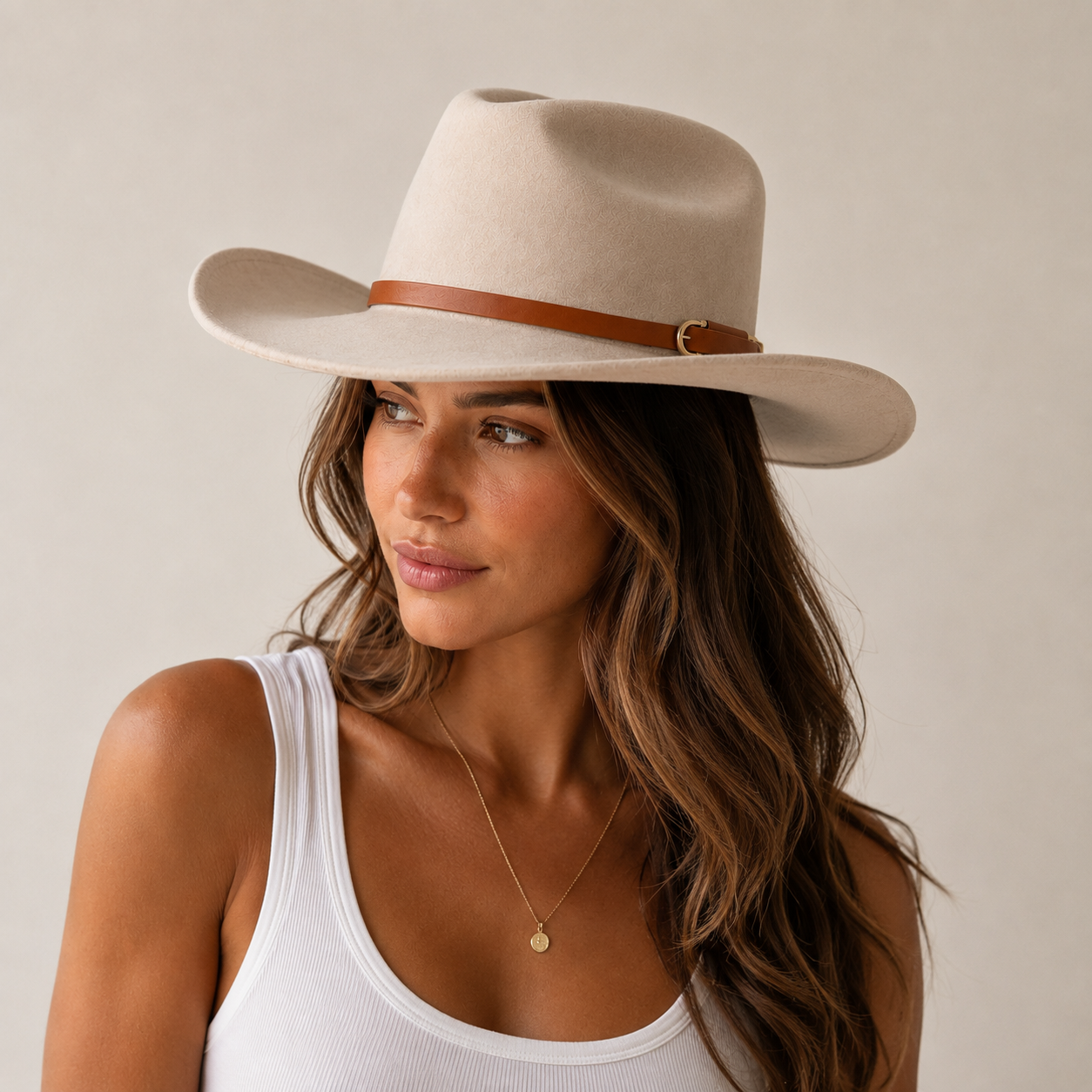 Western Faux Leather Hat Band with Gold Double-Ring Buckle