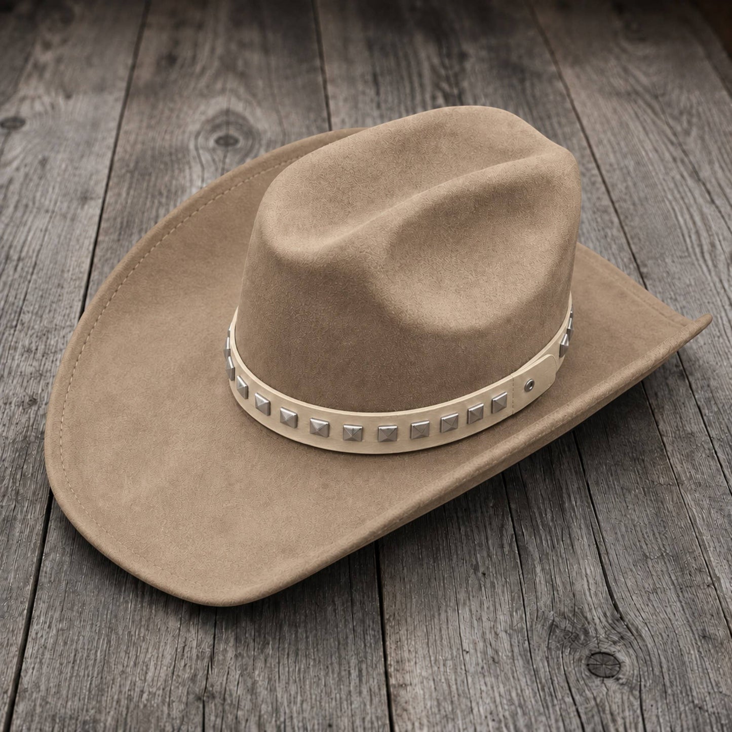 Western Pyramid Stud Faux Leather Hat Band
