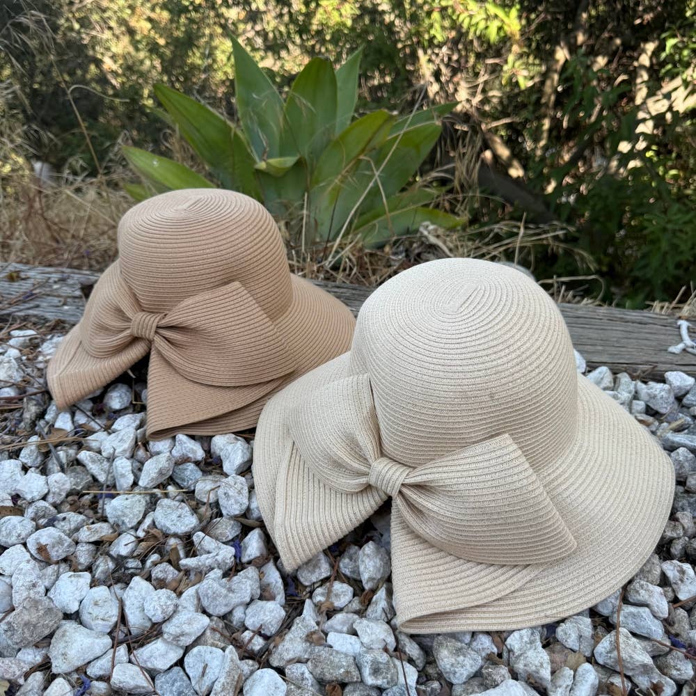 Wide Brim Bucket Hat with Oversized Bow – Summer Sun Hat