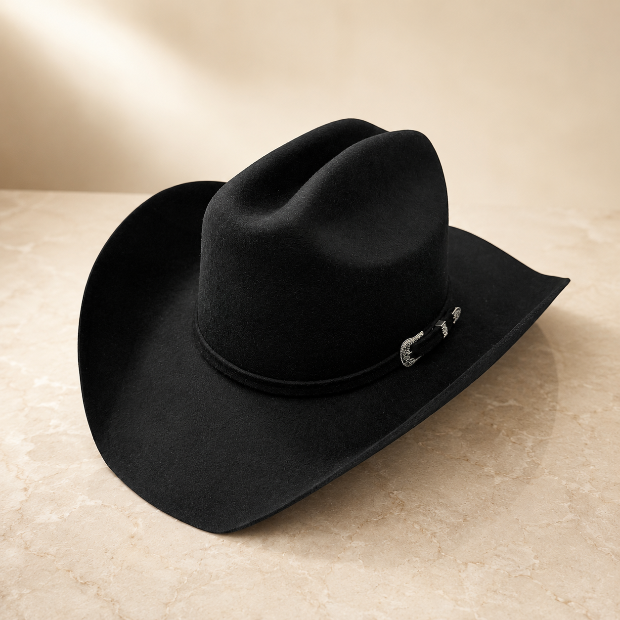Belt Accent Cattleman Cowboy Hat - Black