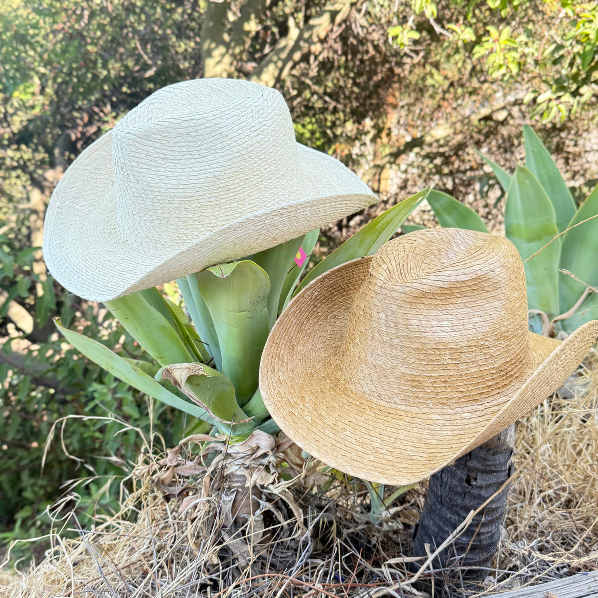 Natural Palm Leaf Cowboy Hat – Starched Western Sun Hat UPF