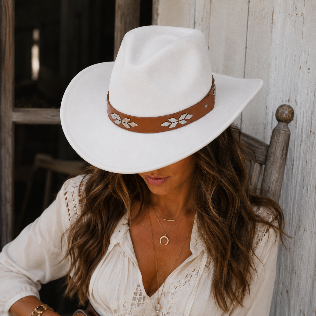 Western Leather Hat Band with Silver Conchos